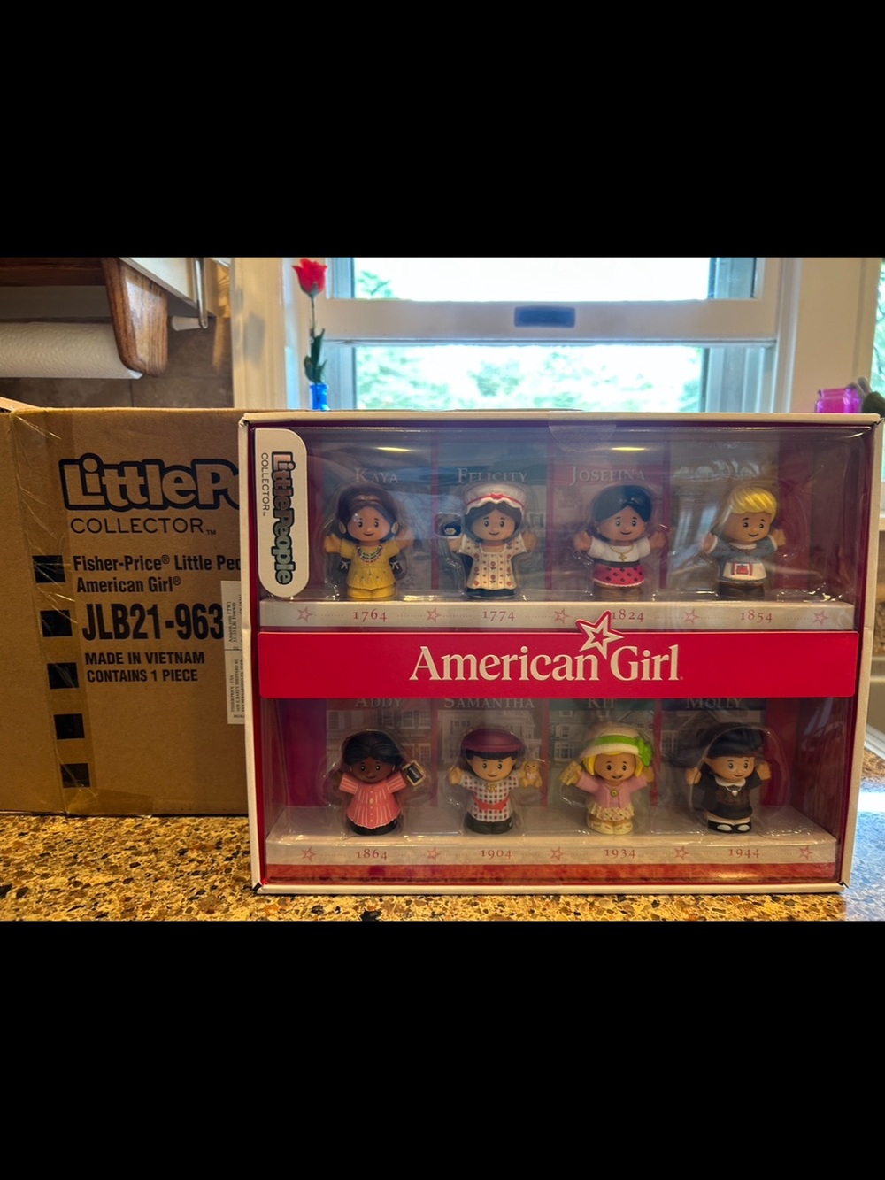 American Girl Little People Collector Mini Figure Set - Red and Pink Accents